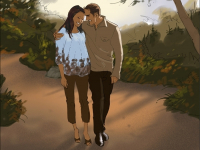 Walking in park