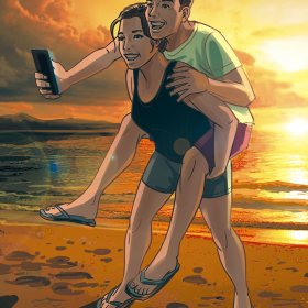 Strand-Selfie Strand-Selfie