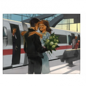 Meeting girl at trainstation Meeting girl at trainstation