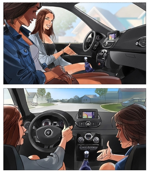 Women driving car