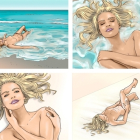 Girl on beach enjoying the waves Girl on beach enjoying the waves